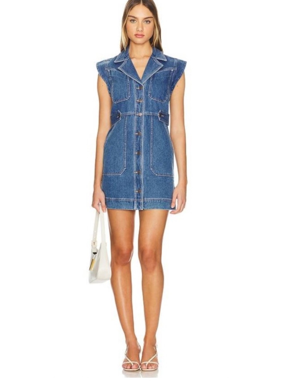 VERONICA BEARD Jax Denim Dress Women’s Size 8 Jean Utility Mini B27